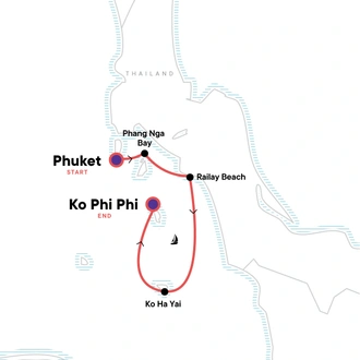 tourhub | G Adventures | Sailing Thailand - Phuket to Ko Phi Phi | Tour Map