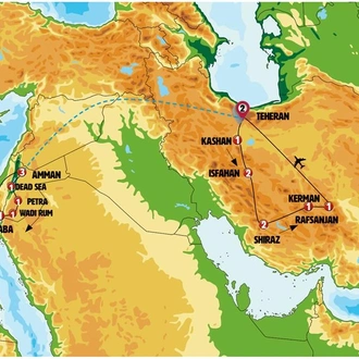 tourhub | Europamundo | Charms of Persia and Magical Jordan | Tour Map