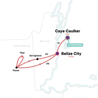 tourhub | G Adventures | Classic Belize & Tikal | Tour Map