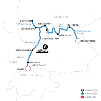 tourhub | Avalon Waterways | German Grandeur (Westbound) (Passion) | Tour Map