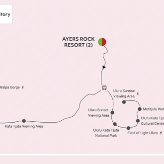 tourhub | AAT Kings | Uluru & Kata Tjuta Experience Budget | Tour Map