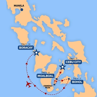 tourhub | One Life Adventures | Philippines East 10 Day Tour | Tour Map