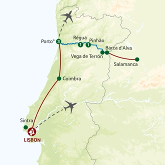 tourhub | Titan Travel | Lisbon and an Enchanting Douro River Cruise | Tour Map
