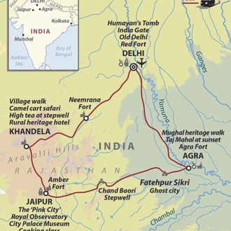 tourhub | Wild Frontiers | Rajasthan: Golden Triangle, Maharajas & Rickshaws | Tour Map
