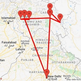 tourhub | Agora Voyages | Kashmir & Ladakh | Tour Map