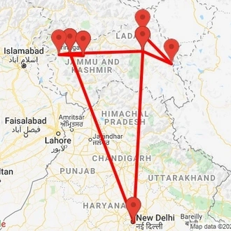 tourhub | Agora Voyages | Kashmir & Ladakh Exploration | Tour Map