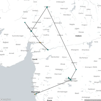 tourhub | Agora Voyages | Highlights of West India (Mumbai - Aurangabad - Udaipur - Ahmedabad & Statue of Unity) | Tour Map