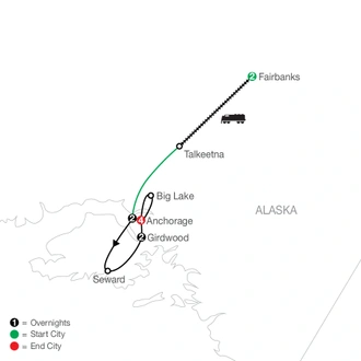 tourhub | Globus | Alaska's Iditarod with Fairbanks | Tour Map
