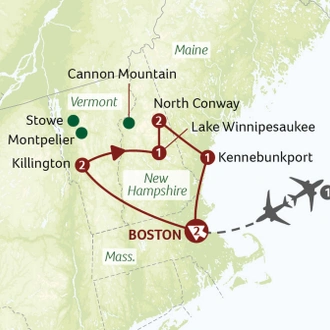 tourhub | Saga Holidays | Boston and New England in the Fall | Tour Map