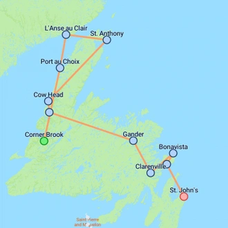 tourhub | On The Go Tours | Newfoundland Explorer (Small Group) - 12 days | Tour Map