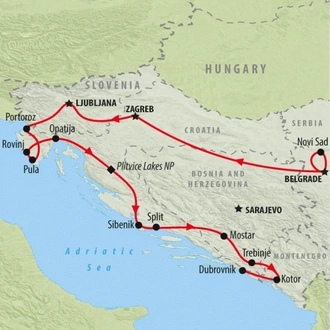 tourhub | On The Go Tours | Belgrade to Dubrovnik Superior - 13 days | Tour Map