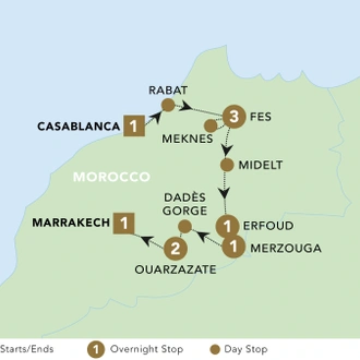 tourhub | Blue-Roads Touring | Majestic Morocco 2024 | Tour Map