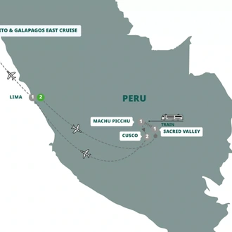 tourhub | Trafalgar | Highlights of Peru with Galápagos Legend East Cruise | Tour Map