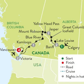 tourhub | Travelsphere | Spectacular Rockies & Vancouver with Vancouver extension | Tour Map