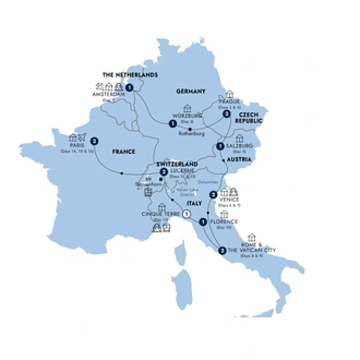 tourhub | Insight Vacations | European Discovery - Start Amsterdam, End Paris, Classic Group | Tour Map