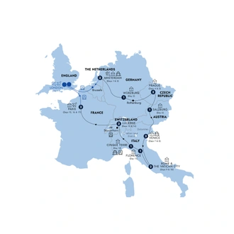 tourhub | Insight Vacations | European Discovery - Start Amsterdam, End Paris, Small Group | Tour Map