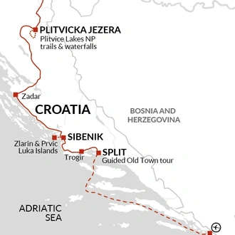 tourhub | Explore! | Upgraded - Highlights of Croatia | Tour Map