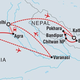 tourhub | Intrepid Travel | India & Nepal Adventure | Tour Map