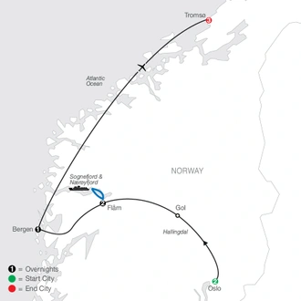 tourhub | Globus | Norwegian Fjords Escape with Northern Lights | Tour Map