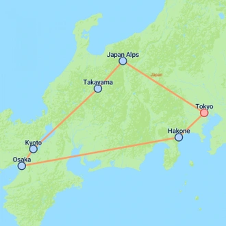 tourhub | On The Go Tours | Classic Japan Adventure - 14 days | Tour Map