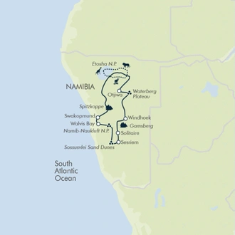 tourhub | Exodus | Cycle Namibia | Tour Map