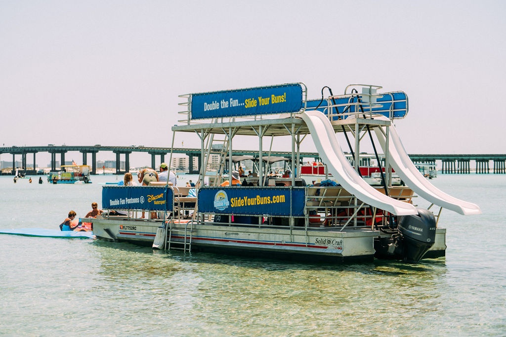 14 Person Double-Decker Pontoon with two waterslides – Panama City Bayside