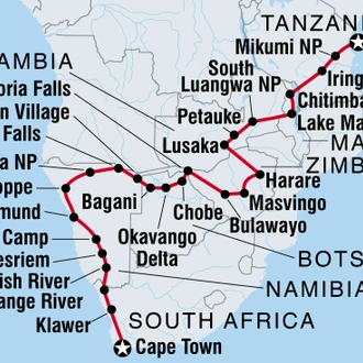 tourhub | Intrepid Travel | Zanzibar to Cape Town | Tour Map