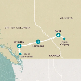 tourhub | Topdeck | Get Social: Canadian Rockies (Winter) 2025-26 | Tour Map