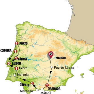 tourhub | Europamundo | Andalusia and Portugal completely Madrid | Tour Map