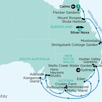 tourhub | APT | Luxury Cruise & Floral Diversity of Australia’s Eastern and Southern Coasts | Tour Map