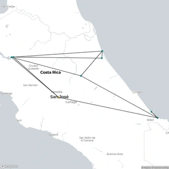 tourhub | Destination Services Costa Rica | Volcanoes, Nature and Caribbean | Tour Map