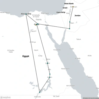 tourhub | Sun Pyramids Tours | Package 12 Days 11 Nights to Cairo, Luxur , Aswan & Petra Tour | Tour Map