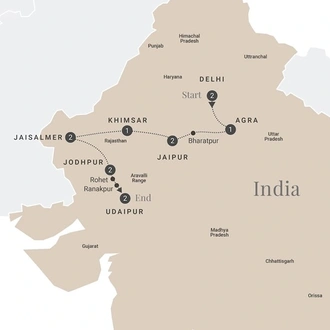 tourhub | Luxury Gold | Imperial Rajasthan - end Udaipur | Tour Map