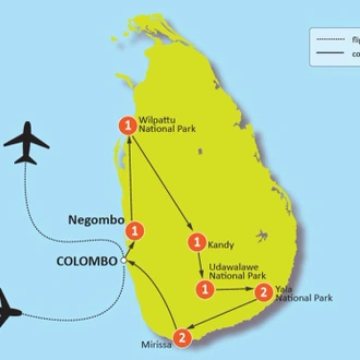 tourhub | Tweet World Travel | Sri Lanka Wildlife Tour | Tour Map