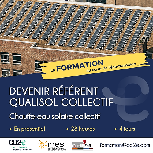 Représentation de la formation : Devenir référent QUALISOL COLLECTIF > Chauffe-eau solaire collectif