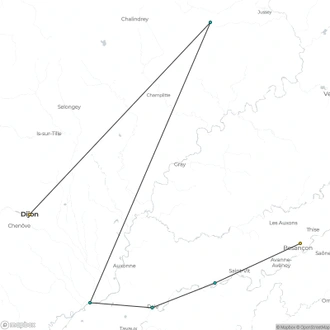 tourhub | CroisiEurope Cruises | Remarkable Sites and Fine Wines on a Cruise through the Doubs Valley and Burgundy (port-to-port cruise) | Tour Map