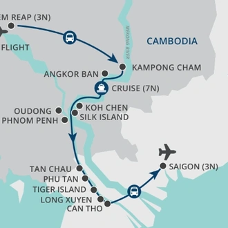 tourhub | Wendy Wu | Angkor to Saigon Cruise & Tour | Tour Map
