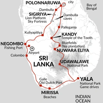 tourhub | Explore! | Cycle Sri Lanka | Tour Map