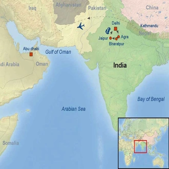 tourhub | Indus Travels | Wonders of India Nepal and UAE | Tour Map
