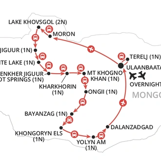tourhub | Wendy Wu | Mongolia & Naadam Festival Reversed | Tour Map