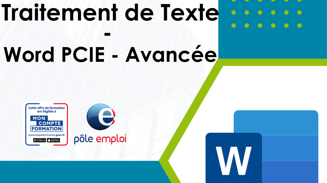 Représentation de la formation : Traitement de texte - WORD PCIE - Avancée