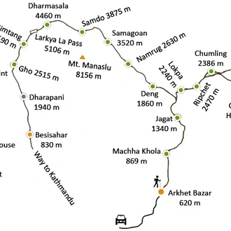 tourhub | Sherpa Expedition & Trekking | Manaslu Tsum Valley Trek | Tour Map