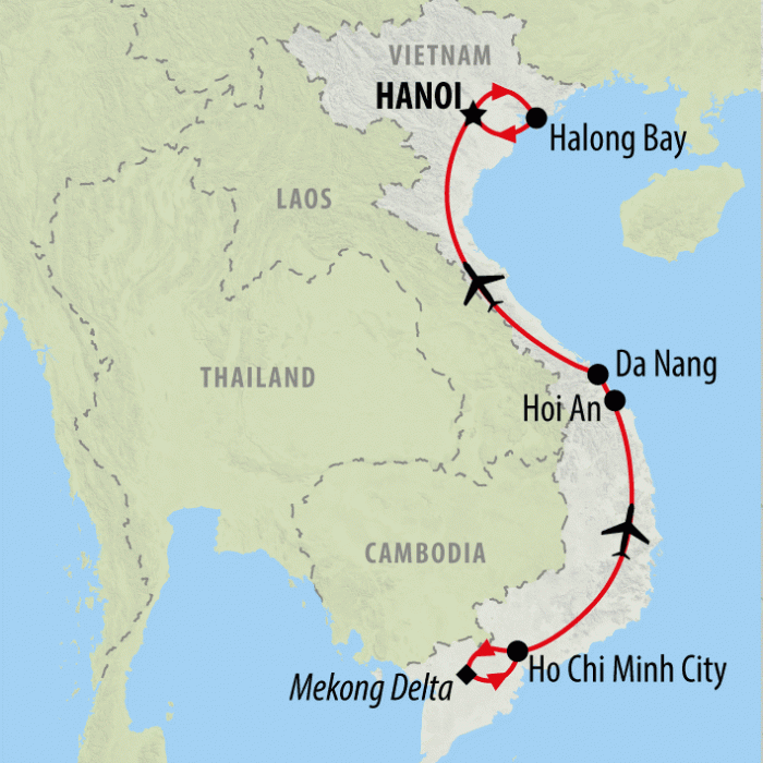 tourhub | On The Go Tours | Treasures of Vietnam - 9 days | Tour Map