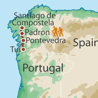 tourhub | UTracks | The Portuguese Camino - Tui to Santiago | Tour Map