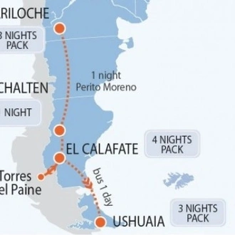 tourhub | Hi Travel Argentina | Andean Patagonian Adventure (12 Nights) | Tour Map