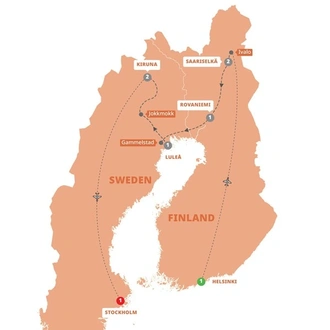 tourhub | Trafalgar | Scandinavian Northern Lights | Tour Map