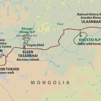 tourhub | Wild Frontiers | Mongolia: Nomads Of The Steppe | Tour Map