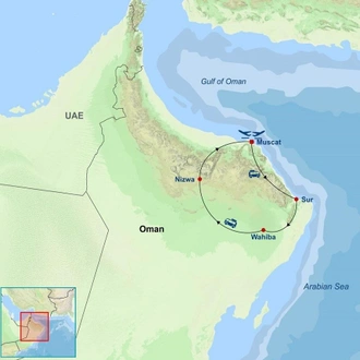 tourhub | Indus Travels | Classic Oman | Tour Map