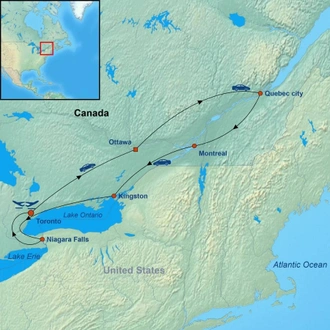 tourhub | Indus Travels | Eastern Canada Explorer | Tour Map