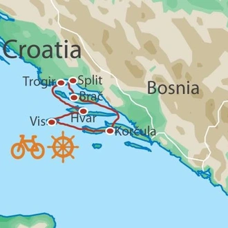 tourhub | UTracks | Croatia Bike & Sail | Tour Map